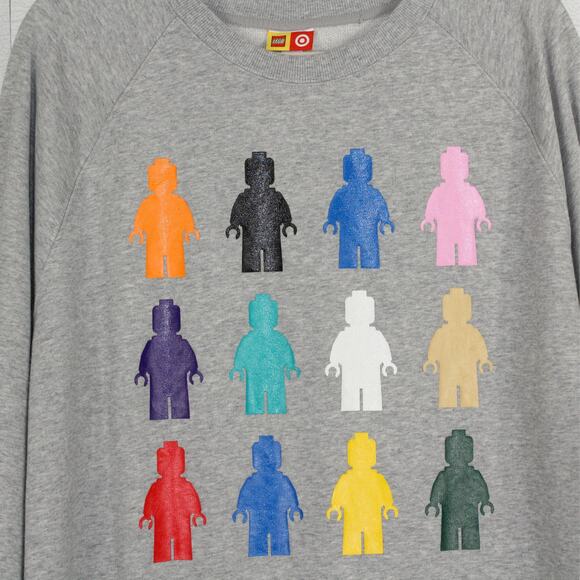 NEW Adult Large Target x LEGO Minifigure Sweatshirt Heather Grey Multi - Picture 4 of 8
